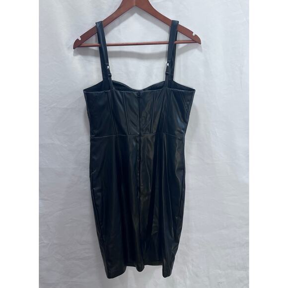 GUESS Reid Faux Leather Jet Black Bodycon Women's Mini Dress Size 10 New $158 - Picture 4 of 10